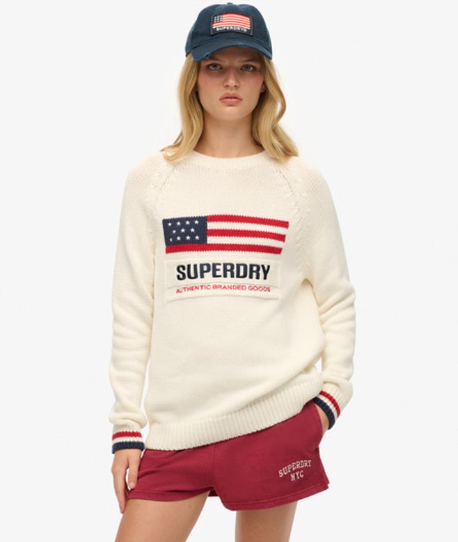 Americana Gebreide Trui met Ronde Hals Crème Grootte: 38 afbeelding