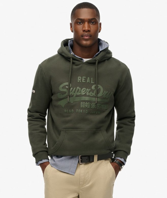 Superdry Ton-sur-ton Vintage Logo Hoodie Green