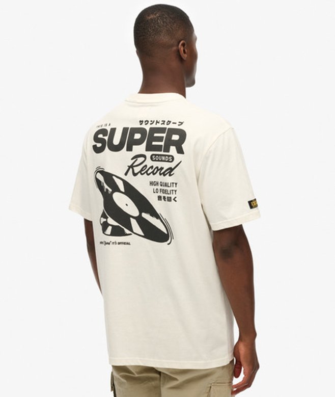 Oversized Record Label T-shirt Crème Grootte: XL afbeelding