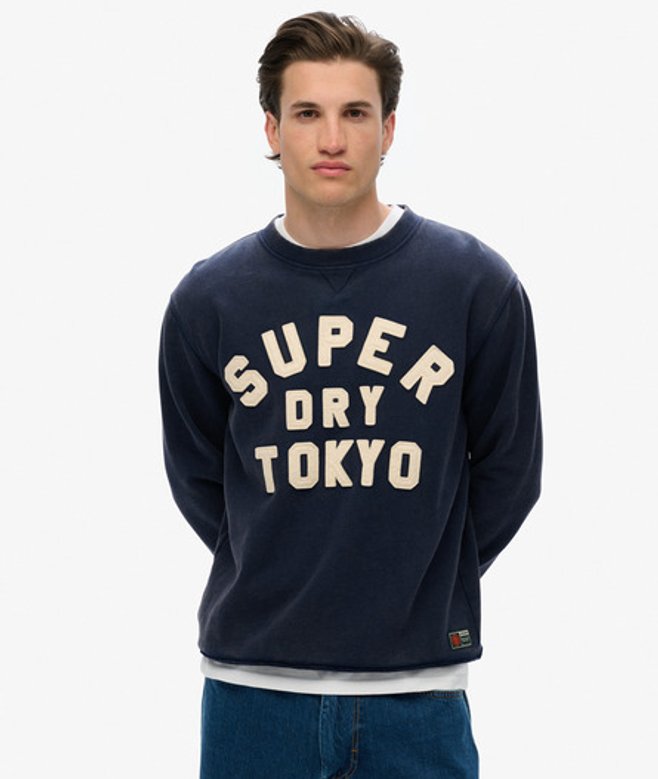 Superdry Vintage Athletic Sweatshirt met Ronde Hals Blauw