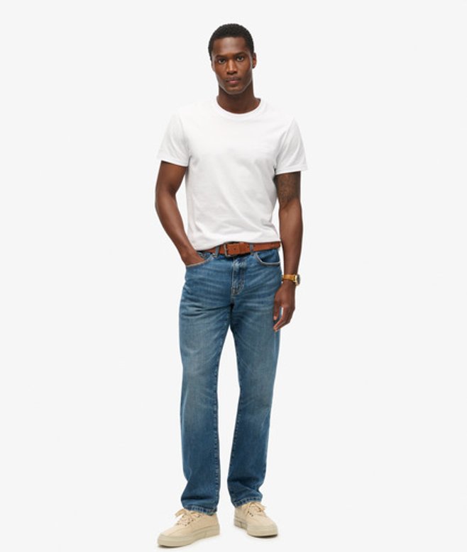 Vintage Slimfit Jeans van Biologisch Katoen met Rechte Pijpen Blauw Grootte: 32/32 afbeelding