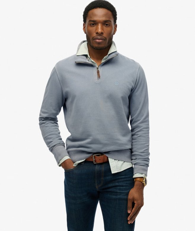 Klassieke Essential Trui met Halve Rits Blue Grootte: L afbeelding