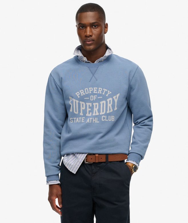 Superdry Athletic Essentials Sweatshirt met Ronde Hals Blue