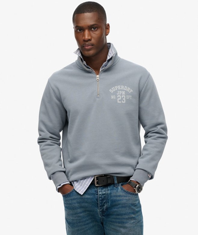 Superdry Athletic Essentials Sweatshirt met Halve Rits Blue