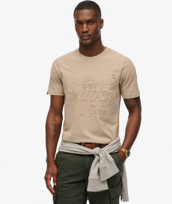 Archive T-shirt met Print en Reliëfopdruk Beige Grootte: M afbeelding