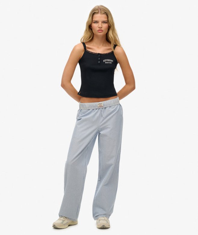 Elastische Broek van Gestreept Biologisch Katoen Blue Grootte: 38 afbeelding