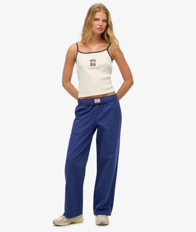 Elastische Broek van Gestreept Biologisch Katoen Blauw Grootte: 38 afbeelding