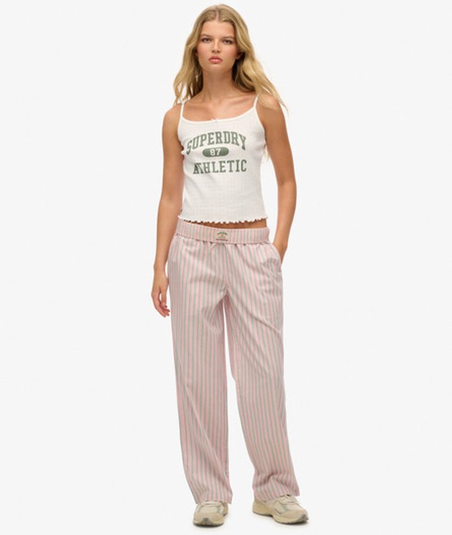 Superdry Damen Elastische Hose aus Bio-baumwolle mit Streifen Pink - Größe: 36 2123631500199I8P030