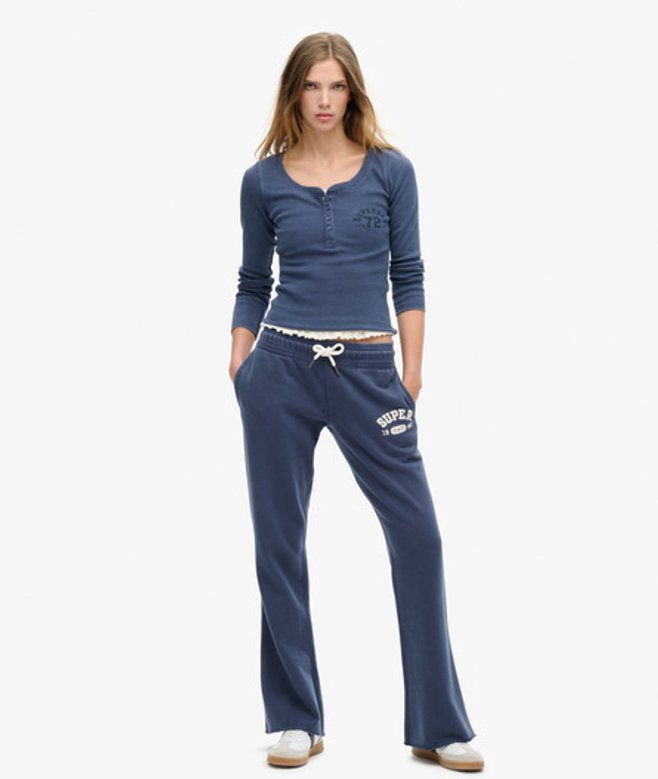 Athletic Essentials Joggingbroek met Lage Taille en Wijde Pijpen Blauw Grootte: 44 afbeelding