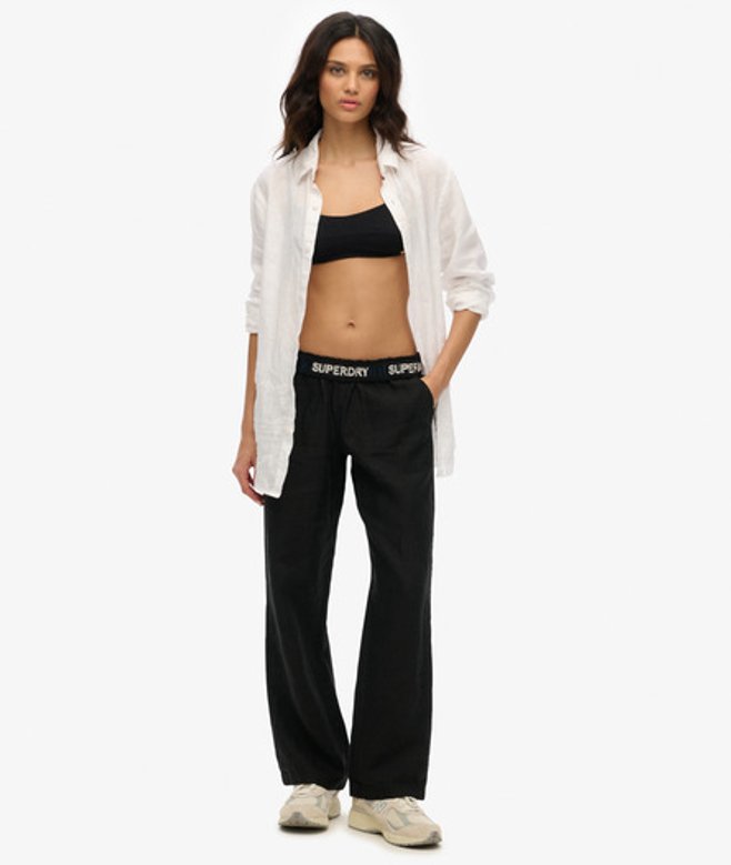 Damen Leinenhose mit Kordelzug - Größe: 40 - Superdry - Modalova
