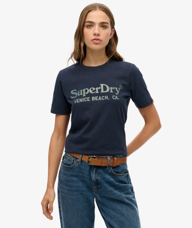Venue Metallic T-shirt met Relaxte Pasvorm Blauw Grootte: 38 afbeelding