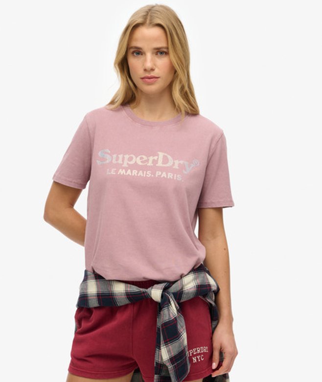 Women's Locker Geschnittenes Venue Metallic T-shirt - Größe: 36 - Superdry - Modalova