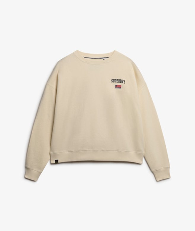 Superdry Women's Athletic Essentials Relaxed Crew Sweatshirt White / Desert Bone Off White