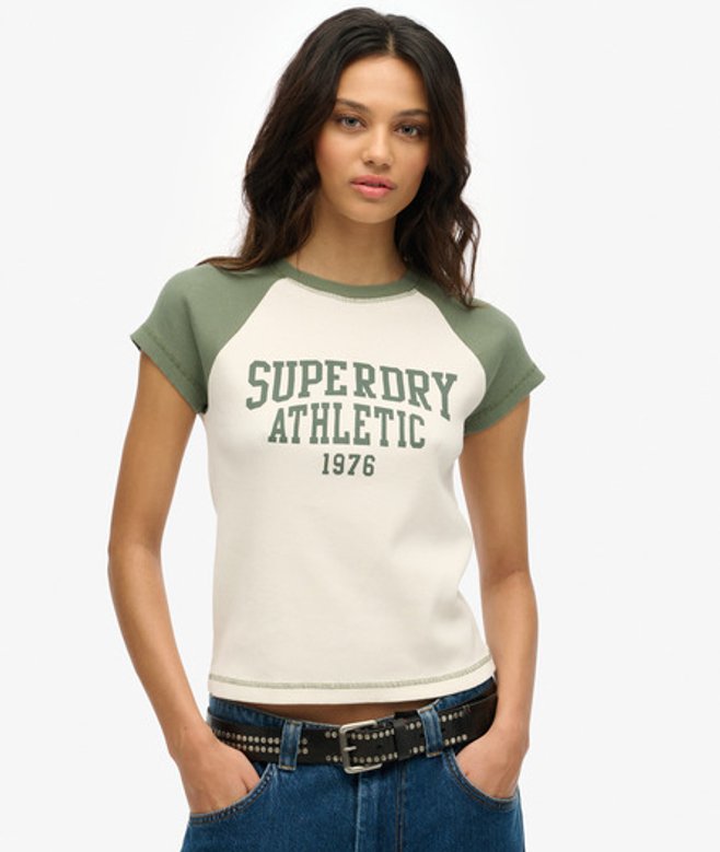 Superdry Women's Athletic Essentials Raglan Cap Sleeve T-shirt Cream / Desert Bone Off White/lk