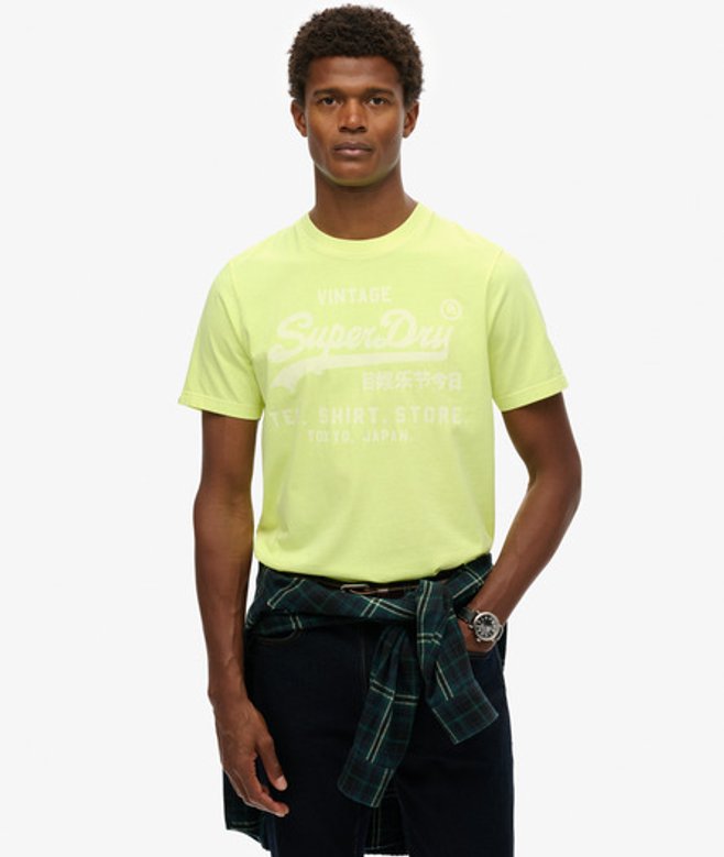 Herren Lässiges Vintage Logo T-shirt in Neonfarben - Größe: L - Superdry - Modalova