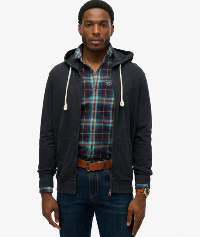 Classic Essential Hoodie met Rits Blauw Grootte: S afbeelding