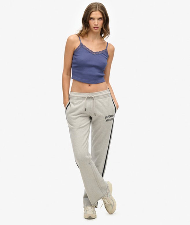 Women's Athletic Essentials Stripe Flare Joggers / Glacier Grey Marl - Size: 10 - Superdry - Modalova