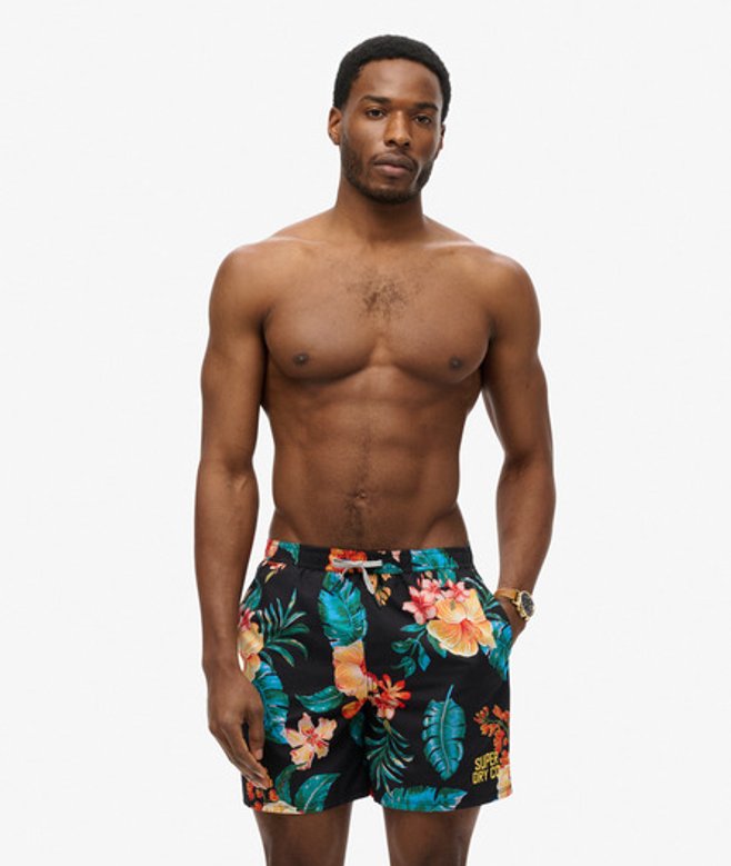 Zwemshort met Hawaïaanse Print - 43 cm Black Grootte: L afbeelding