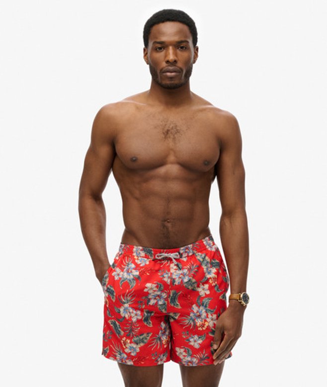 Zwemshort met Hawaïaanse Print - 43 cm Red Grootte: L afbeelding