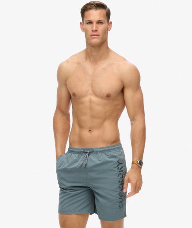 Herren 17-Zoll Premium Badeshorts mit Stickerei - Größe: L - Superdry - Modalova