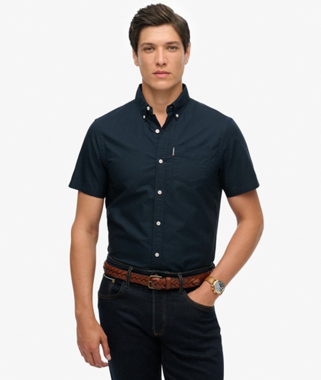 Oxford-overhemd met Korte Mouwen Blauw Grootte: M afbeelding