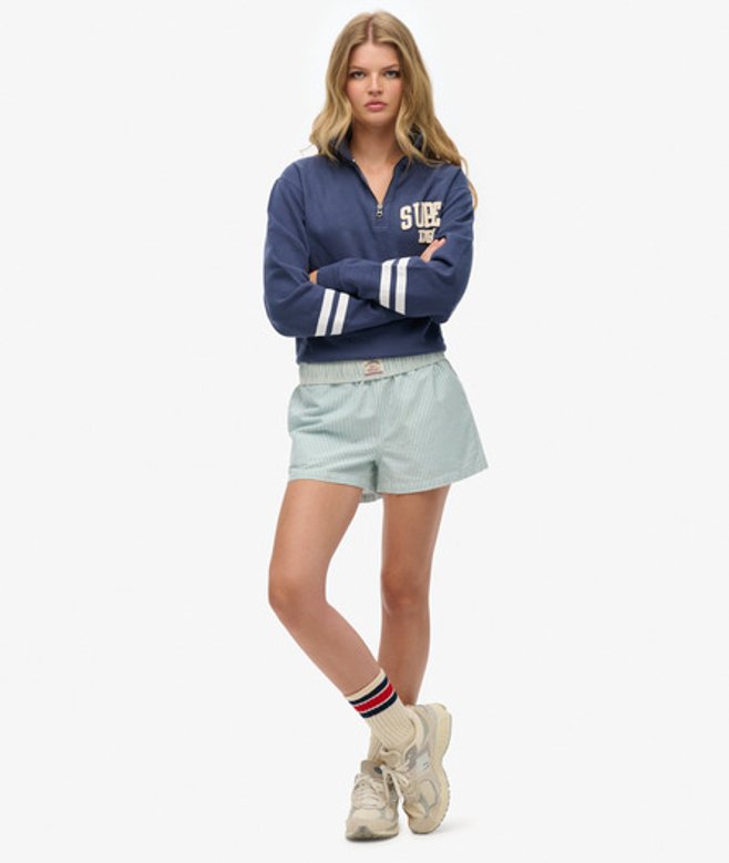 Damen Gestreifte, Elastische Shorts aus Bio-baumwolle - Größe: 40 - Superdry - Modalova