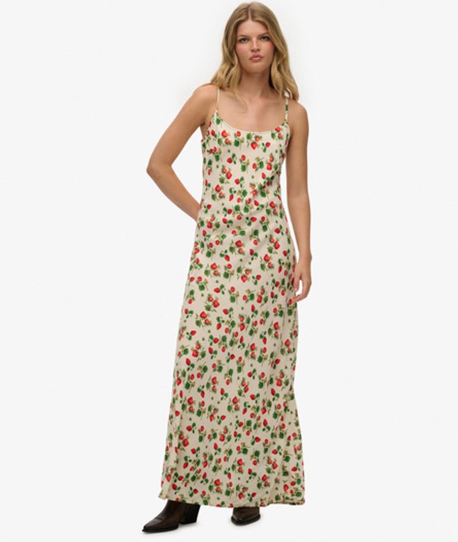 Maxi-slipdress met Schuine Snede Red Grootte: 36 afbeelding