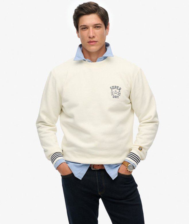 Superdry Athletic Club Sweatshirt met Ronde Hals White