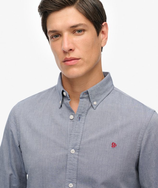 Klassiek Oxford Overhemd met Lange Mouwen Blauw Grootte: M afbeelding