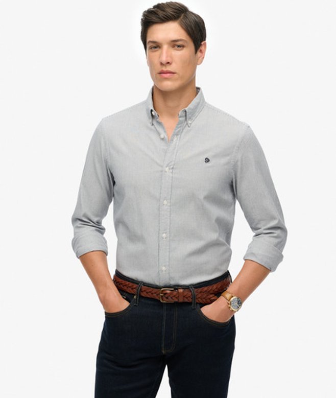 Superdry Klassiek Oxford Overhemd met Lange Mouwen Grey