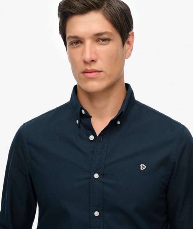 Klassiek Oxford Overhemd met Lange Mouwen Blauw Grootte: M afbeelding