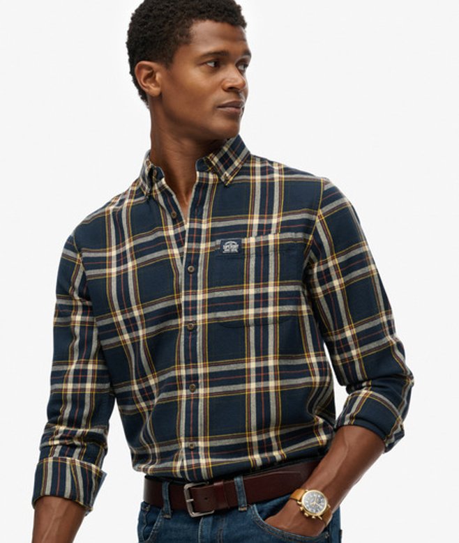 Katoenen Lumberjack Overhemd met Lange Mouwen Blauw Grootte: Xxl afbeelding