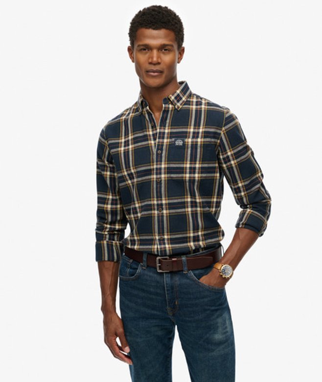Superdry Katoenen Houthakkersoverhemd met Lange Mouwen Blauw