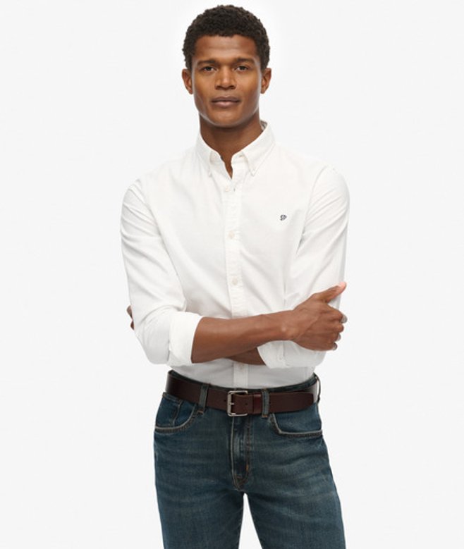 Superdry Klassiek Oxford Overhemd met Lange Mouwen White