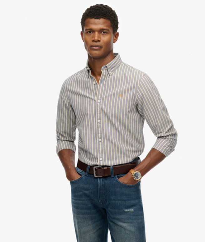 Superdry Klassiek Oxford Overhemd met Lange Mouwen Blauw