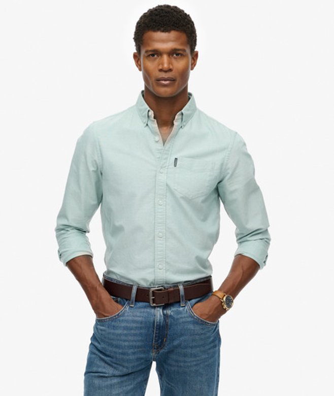 Superdry Essentials Oxford-overhemd met Lange Mouwen Groen