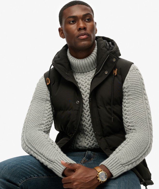Everest Pufferbodywarmer met Capuchon Donkergrijs Grootte: Xxl afbeelding