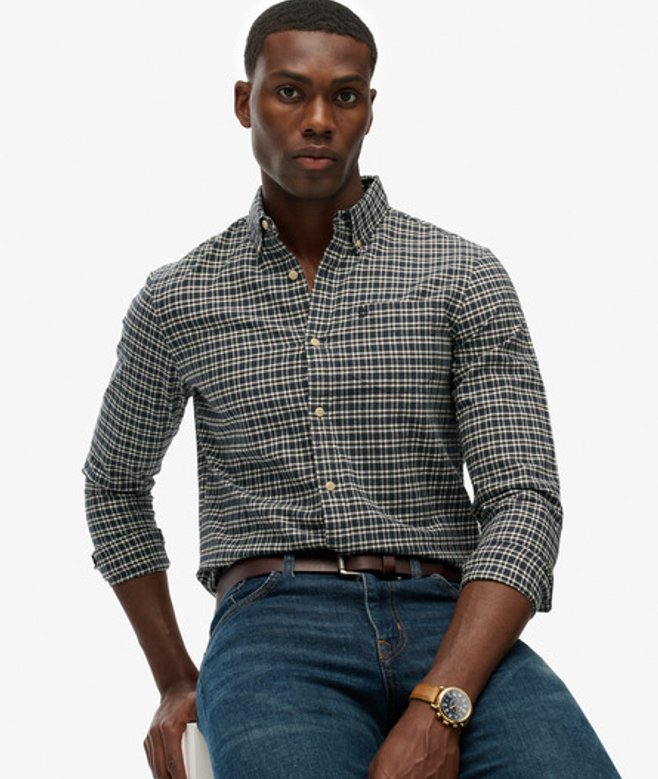 Premium Oxford Overhemd met Ruitjes Blauw Grootte: M afbeelding