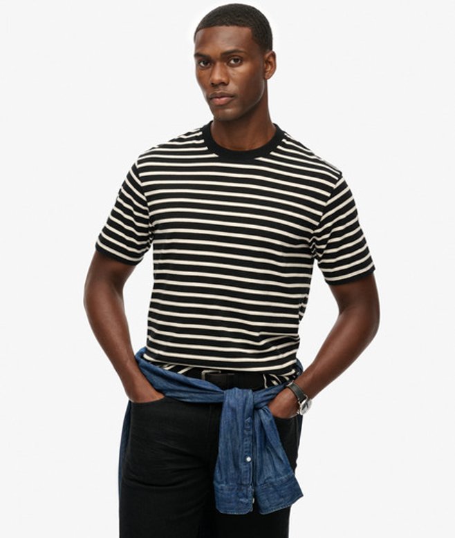 The Merchant Store - Gestreept T-shirt Light Grey Grootte: XL afbeelding