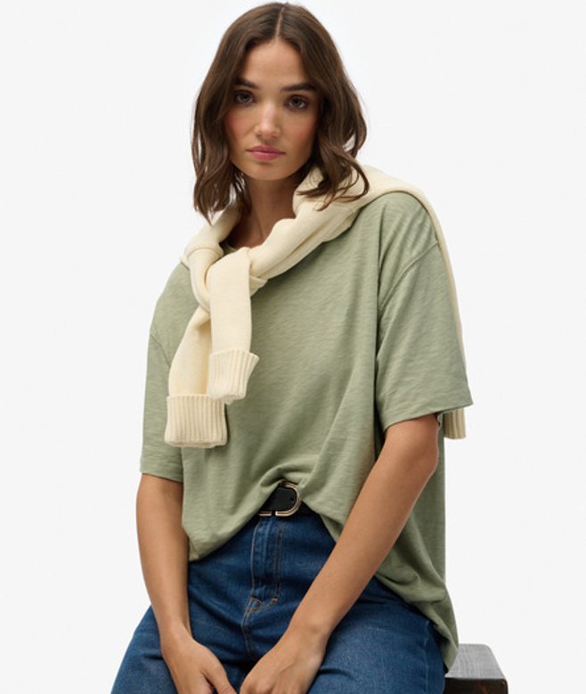 Studios T-shirt met Verlaagde Schouders Green Grootte: 42 afbeelding