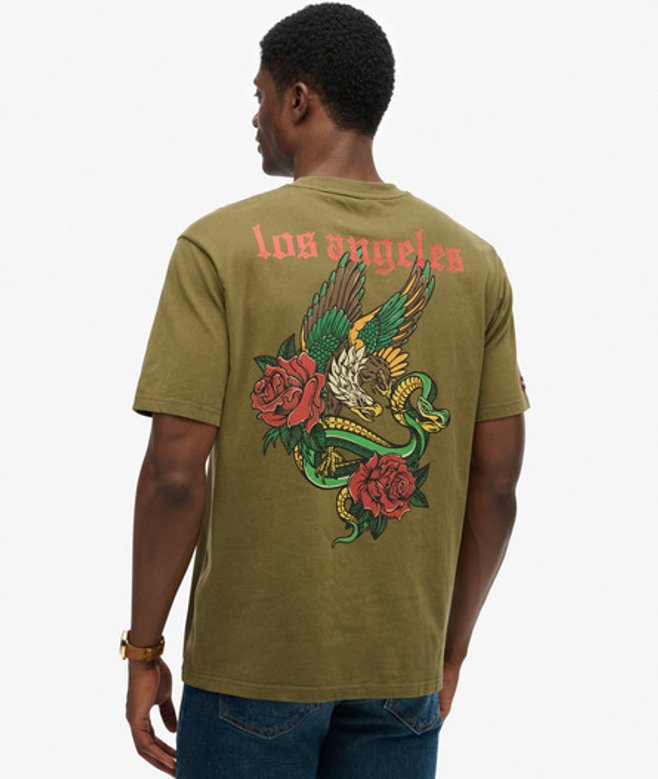 Herren Locker Geschnittenes T-shirt mit Tattoo-grafik - Größe: Xxl - Superdry - Modalova