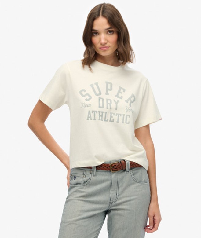 Superdry Women's Athletic Essentials Loose T-shirt White / Desert Bone Off White