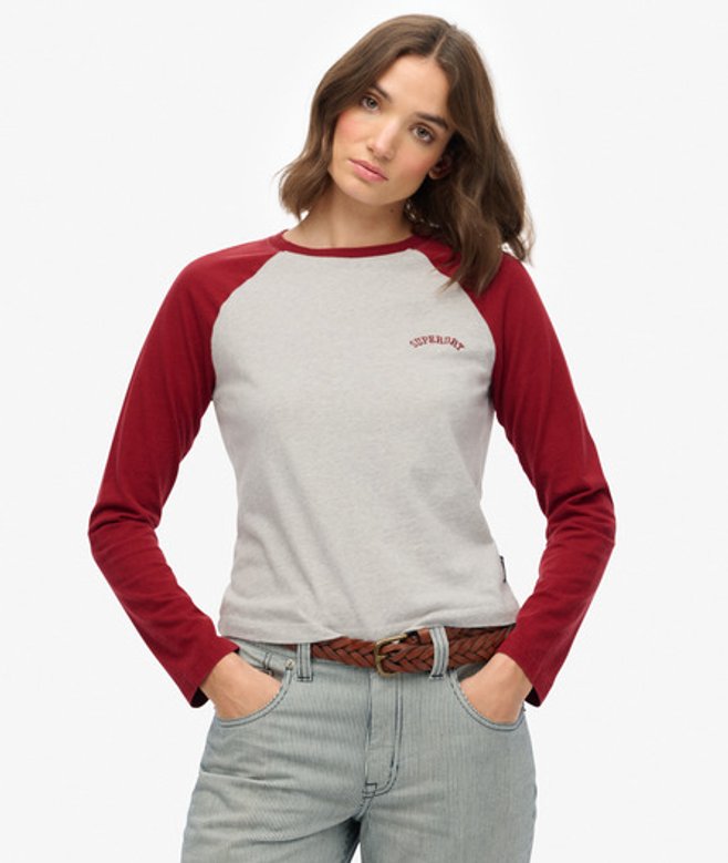 Essential Baseballtop met Logo en Lange Mouwen Red Grootte: 38 afbeelding