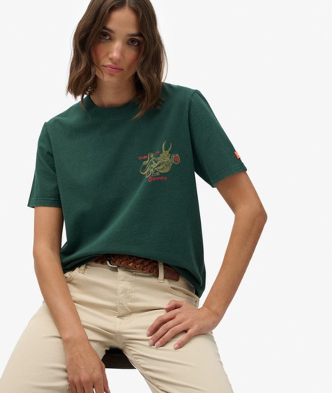 Tokyo Narrative Relaxed T-shirt Green Grootte: 40 afbeelding