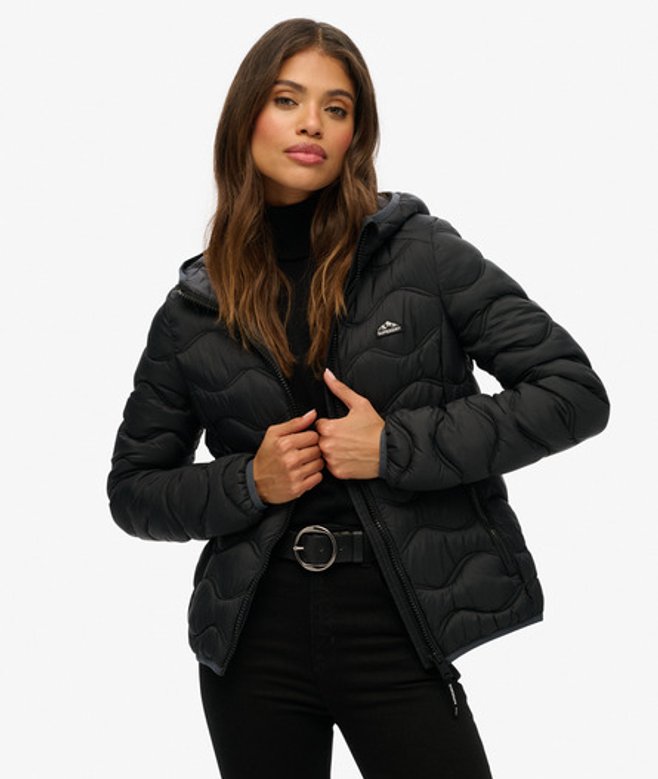 Damen Fuji Lite Wave Steppjacke mit Kapuze - Größe: 42 - Superdry - Modalova