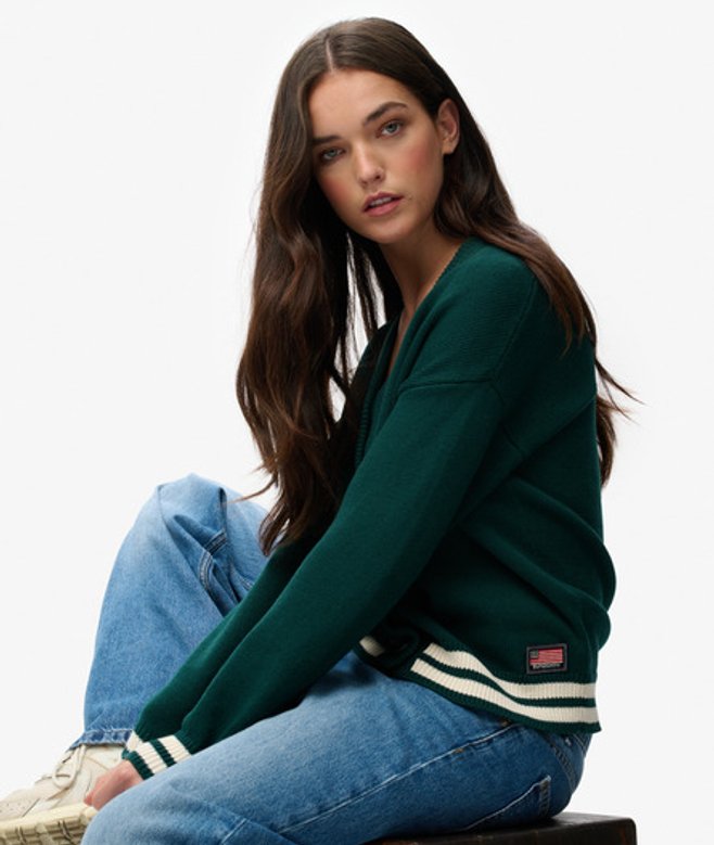 Wijdvallend Gebreid Vest Green Grootte: 38 afbeelding