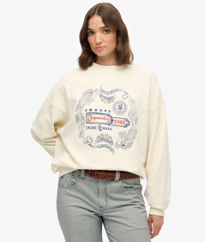 Tokyo Narrative Oversized Sweatshirt White Grootte: 40 afbeelding