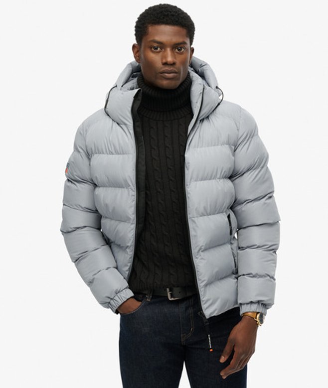 Sports Pufferjas met Capuchon Blue Grootte: Xxl afbeelding