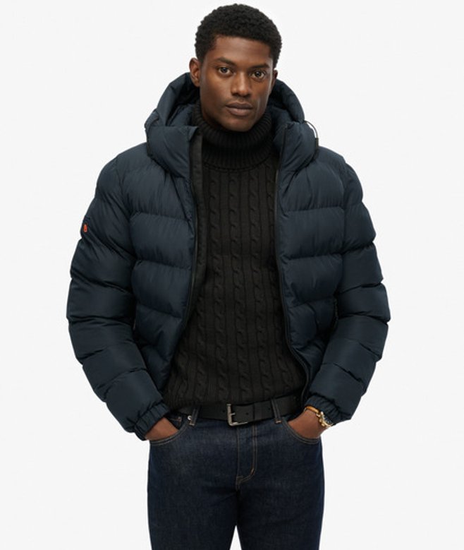 Sports Pufferjas met Capuchon Blauw Grootte: Xxxl afbeelding
