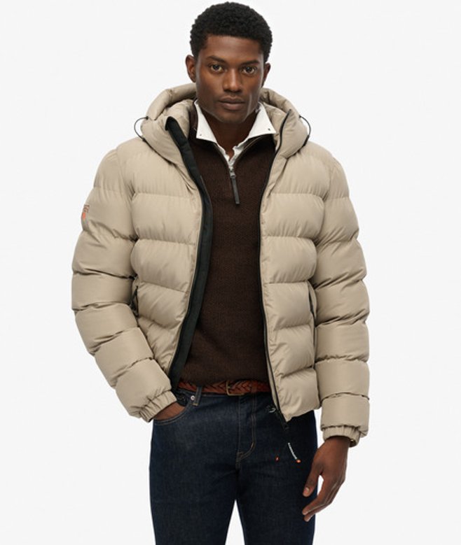 Sports Pufferjas met Capuchon Beige Grootte: L afbeelding